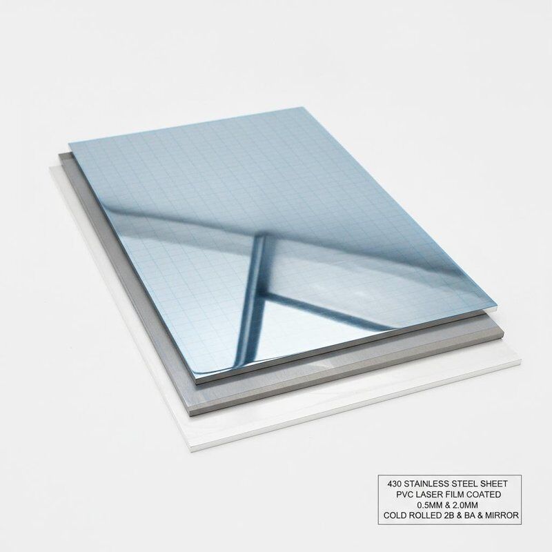 فيلم ليزر PVC مغلف ب 430 ورقة من الفولاذ المقاوم للصدأ مطوية باردة مع 2B BA Mirror Finish